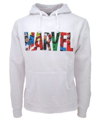 Felpa Bianca Marvel Scritta Fumetto